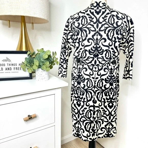 NWOT Milly of New York Black/Off of White Cream Embroidered Coat Topper Size 4